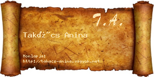 Takács Anina névjegykártya